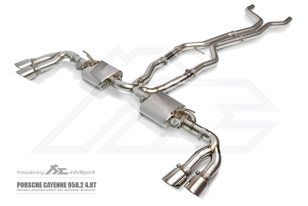 FI Exhaust Porsche 958.2 Cayenne Turbo 4.8T Mid X Pipe + Valvetronic Mufflers + Quad Tips