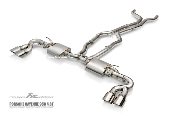 FI Exhaust Porsche 958.1 Cayenne Turbo 4.8T Mid X Pipe + Valvetronic Mufflers + Quad Tips