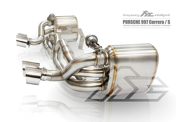 FI Exhaust Porsche 997.1 Carrera/S Mid X Pipe + Valvetronic Mufflers + Quad Tips
