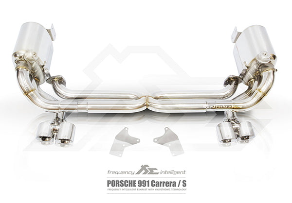 FI Exhaust Porsche 991 Carrera/S Mid X Pipe + Valvetronic Mufflers + Quad Tips