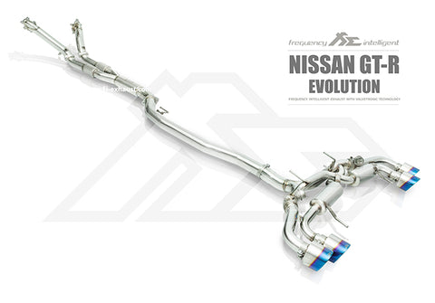 FI Exhaust Nissan GTR R35 (Race Version) Front Y Pipe + Mid Pipe + Valvetronic Mufflers + Quad Tips