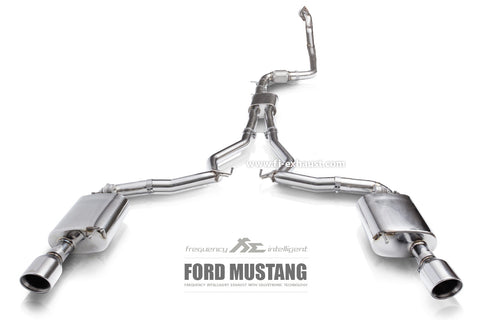 FI Exhaust Ford Mustang Ecoboost Front Pipe + Mid Pipe + Valvetronic Mufflers + Dual Tips