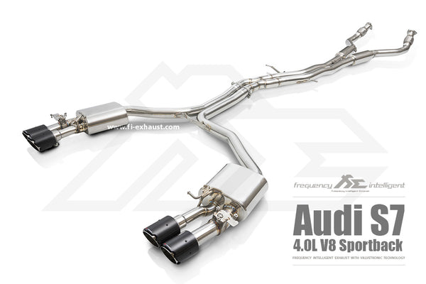 FI Exhaust Audi S7 Sportback & S6 (C7) Front Pipe + Mid X Pipe + Rear Mufflers + Quad Tips