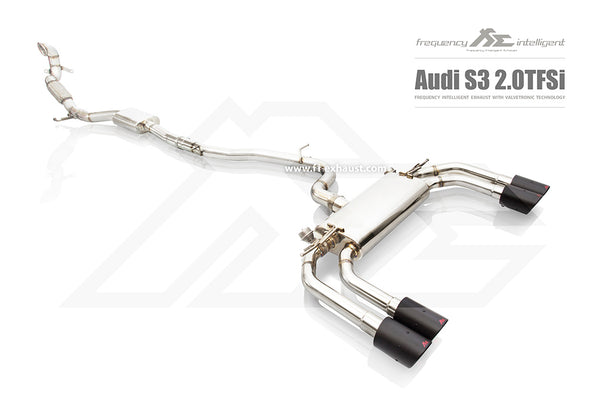 FI Exhaust Audi S3 (8V) Sedan Mid Pipe + Valvetronic Mufflers + Quad Tips