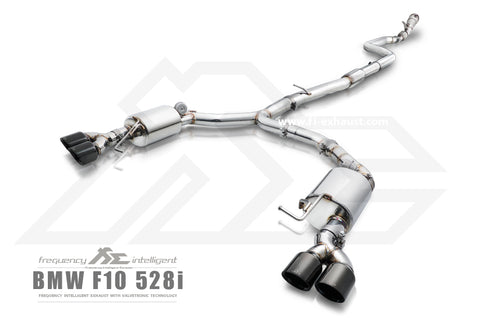 FI Exhaust BMW 520i/528i F10/F11 Front Pipe + Mid Pipe + Valvetronic Mufflers + Quad Tips