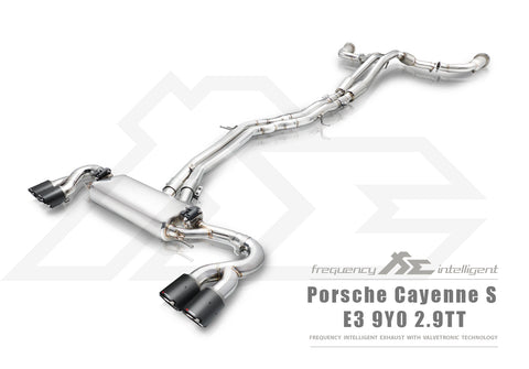 FI Exhaust Porsche 9Y0 Cayenne S 2.9TT Mid X Pipe + Valvetronic Mufflers + Quad Tips