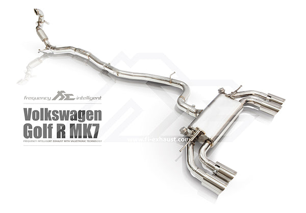 FI Exhaust VW Golf R MK7.5 Rear Pipe + Mid Valvetronic Mufflers + Quad Tips