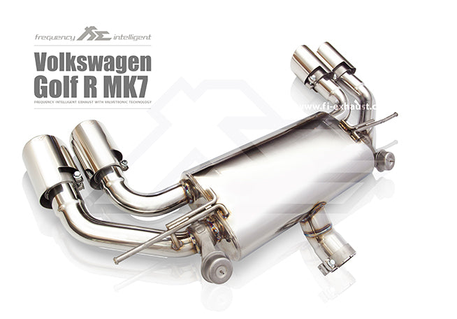 FI Exhaust VW Golf R MK7.5 Rear Pipe + Mid Valvetronic Mufflers +
