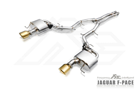 FI Exhaust Jaguar F Pace Mid Pipe + Valvetronic Mufflers + Silver Dual Tips