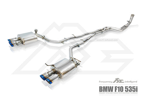 FI Exhaust BMW 535i F10/F11 Front Pipe + Mid Pipe + Valvetronic Mufflers + Quad Tips