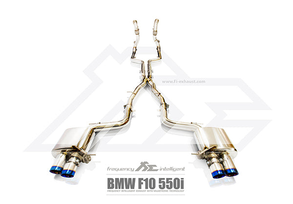 FI Exhaust BMW 550i F10/F11 Front Pipe + Mid Pipe + Valvetronic Mufflers + Quad Tips
