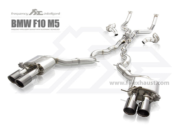 FI Exhaust BMW M5 F10 Front Pipe + Mid Pipe + Valvetronic Mufflers + Quad Tips