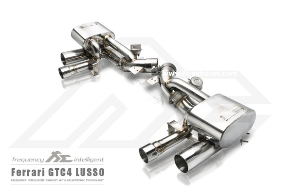 FI Exhaust Ferrari Lusso GTC4 V12 Valvetronic Mufflers + Quad Silver Tips