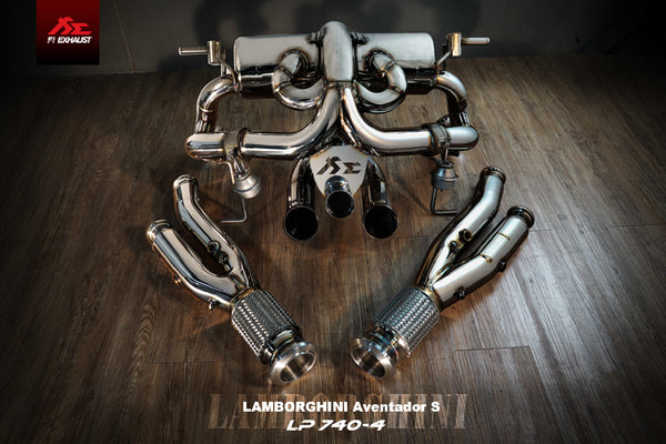 FI Exhaust Lamborghini Aventador S LP740-4 Catback Mufflers + Ultra High Flow Pipe + Heat Protector for Cat Pipe