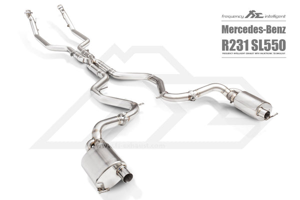 FI Exhaust Mercedes-Benz SL550 Ultra High Flow DownPipe + Mid X Pipe + Valvetronic Mufflers