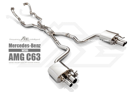 FI Exhaust Mercedes-Benz C63 AMG Front Pipe + Mid X Pipe + Valvetronic Mufflers (Vacuum Valve)